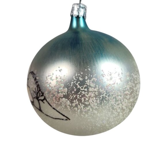 Trim a Home Ornament Hand Painted Imported Glass Sparkle Snow Winter Vintage - Picture 3 of 10